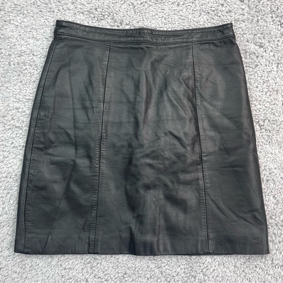 Vintage Bermans Skirt Womens Small Leather Zip Up Back Snap Closure Classic - Picture 1 of 5